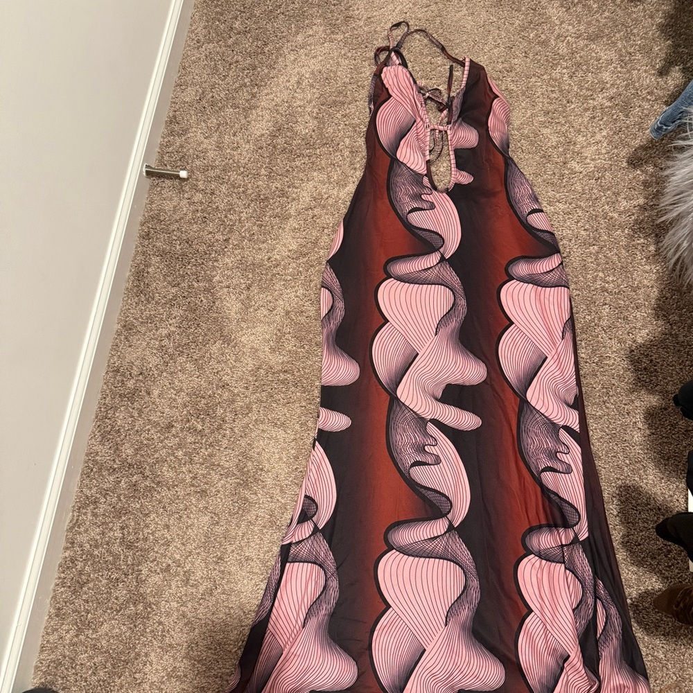 Elegant Pink and Black Maxi Dress